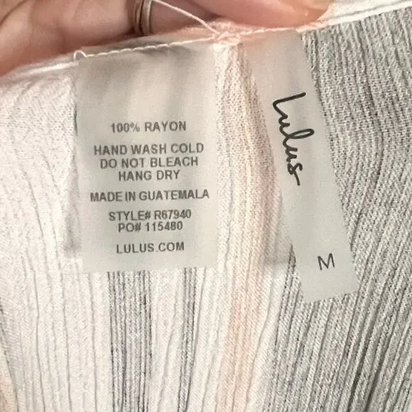 LULUS Coastal Grooves White Multi Striped Swim Cover-Up Size Medium Gauze Rayon - Picture 6 of 6